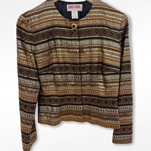 VTG Maggy London Metallic Geometric Print Jacket